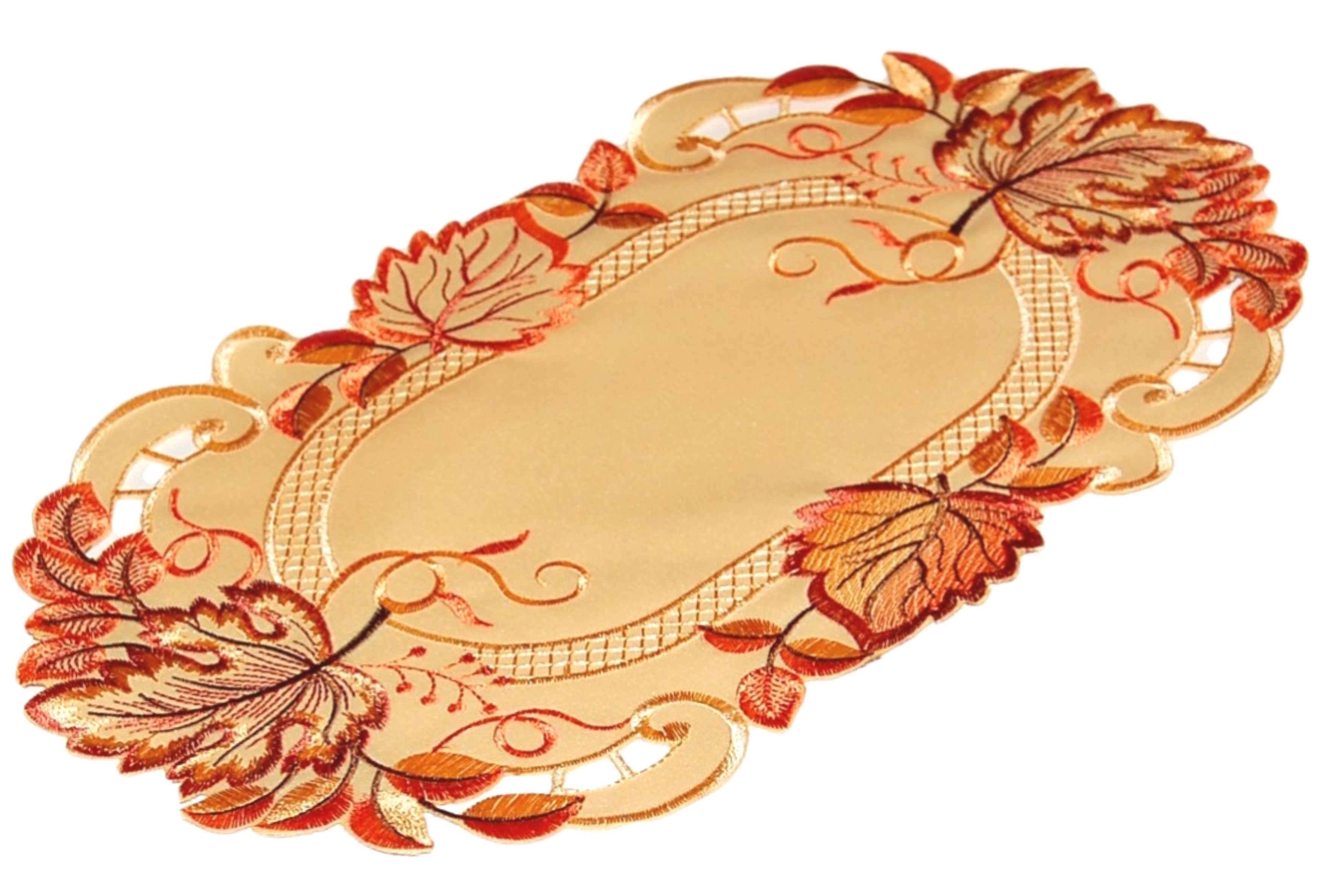 eBay Läufer Deckchen Tischläufer Tischdecke Orange HERBST | Decke Stickerei Mitteldecke