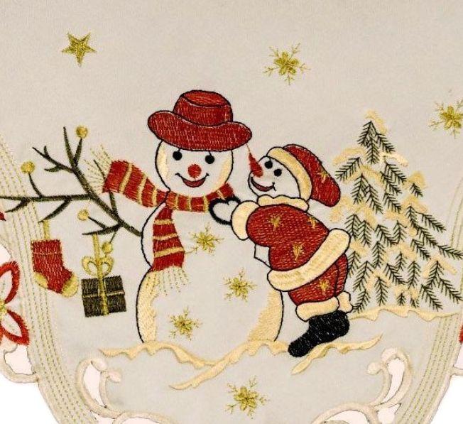 Weihnachten Tischdecke Tischläufer Schneemann Mitteldecke Bestickt Deko | Deckchen eBay